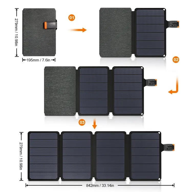Foldable USB Portable Solar Panel Power Bank