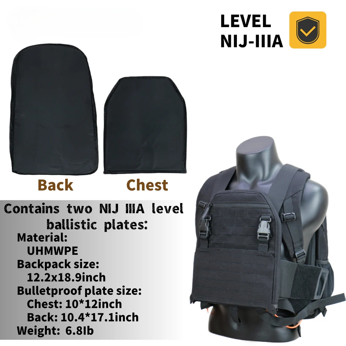 Bulletproof Backpack Cordura Material - NIJ IIIA