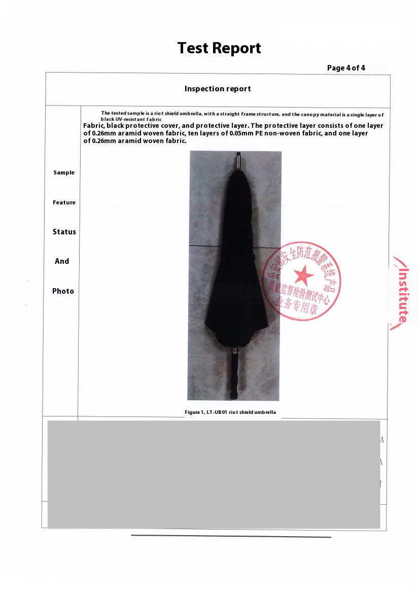 Bullet Proof Umbrella Test Report