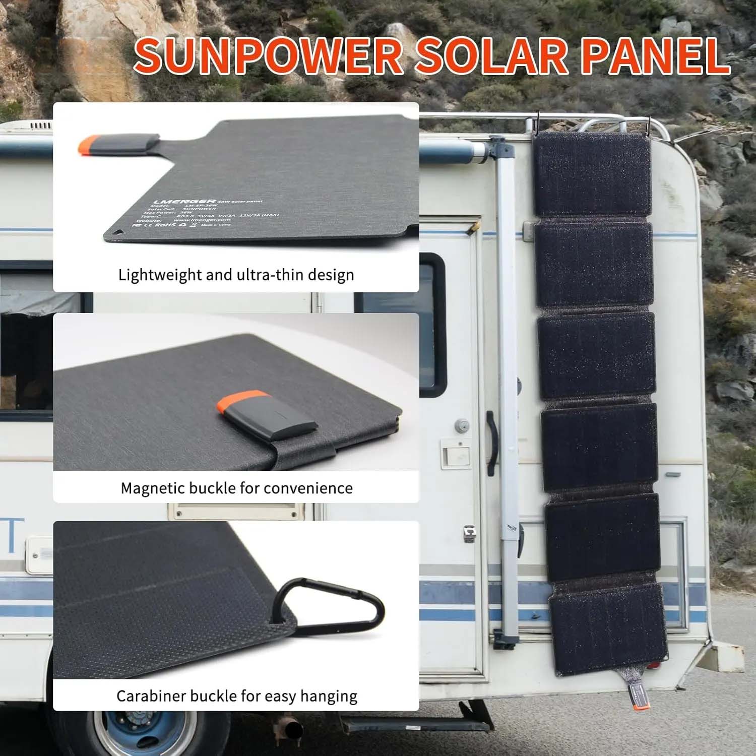 Foldable USB Portable Solar Panel Power Bank