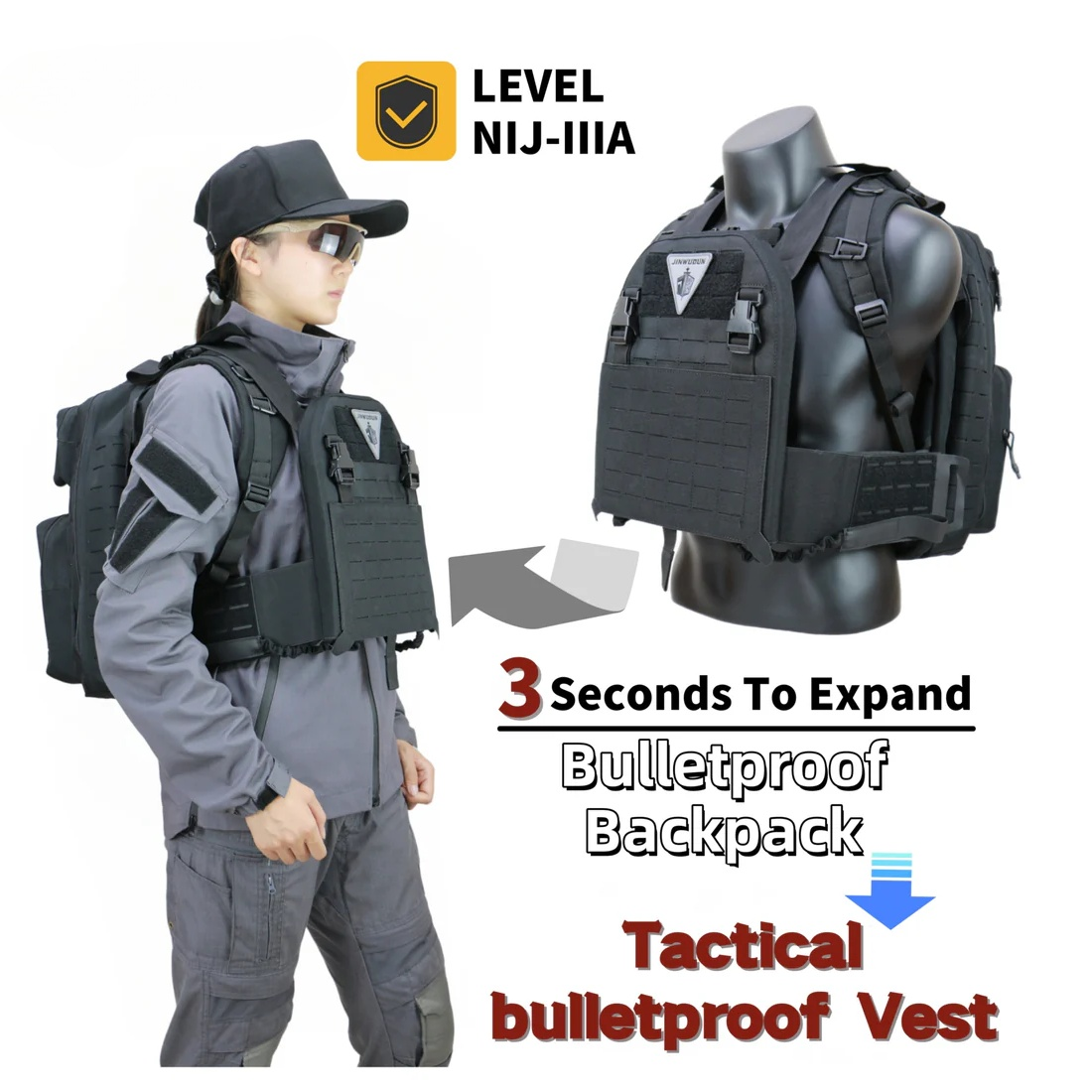 Bulletproof Backpack Nylon Material - NIJ IIIA