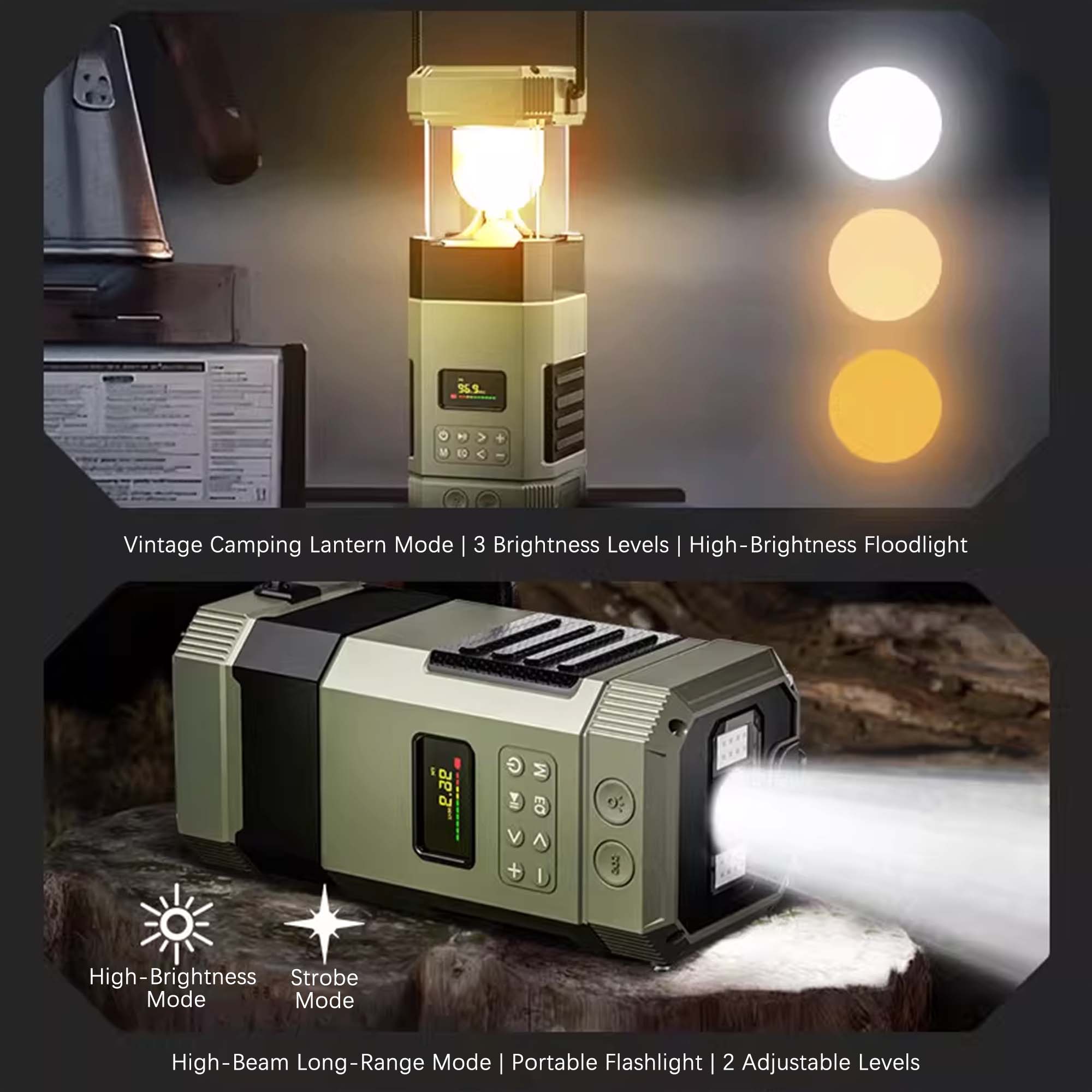 Solar Hand-Crank Emergency Radio Flashlight Power Bank