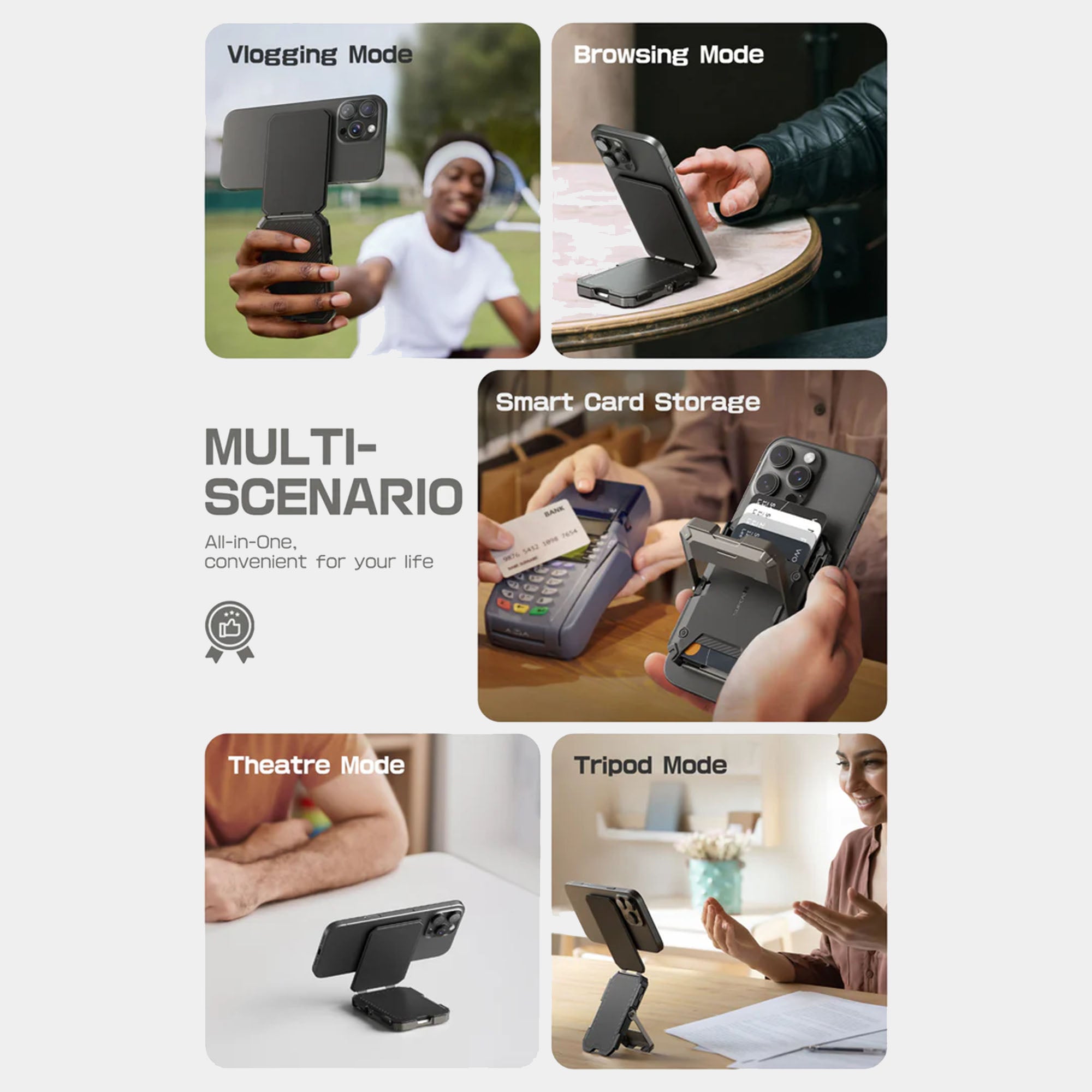 Strong Magnetic Foldable Metal Phone Stand & Card Case