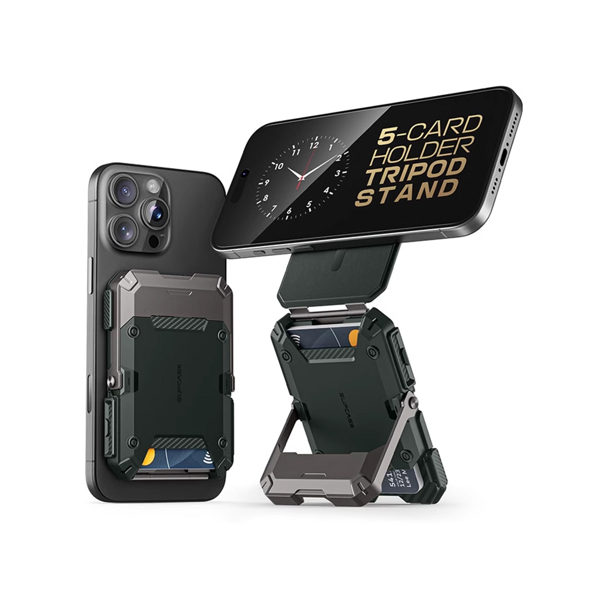 Strong Magnetic Foldable Metal Phone Stand & Card Case