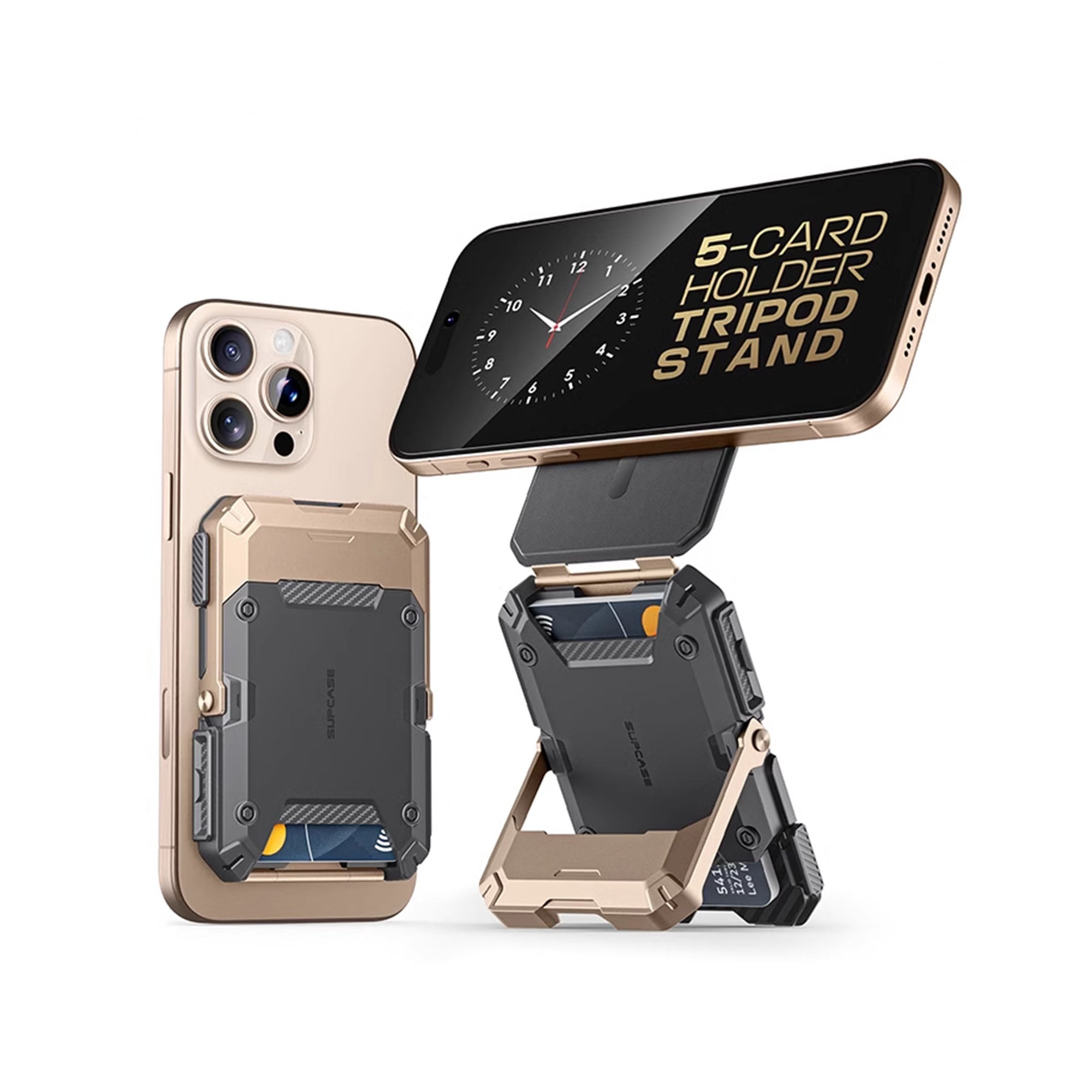 Strong Magnetic Foldable Metal Phone Stand & Card Case