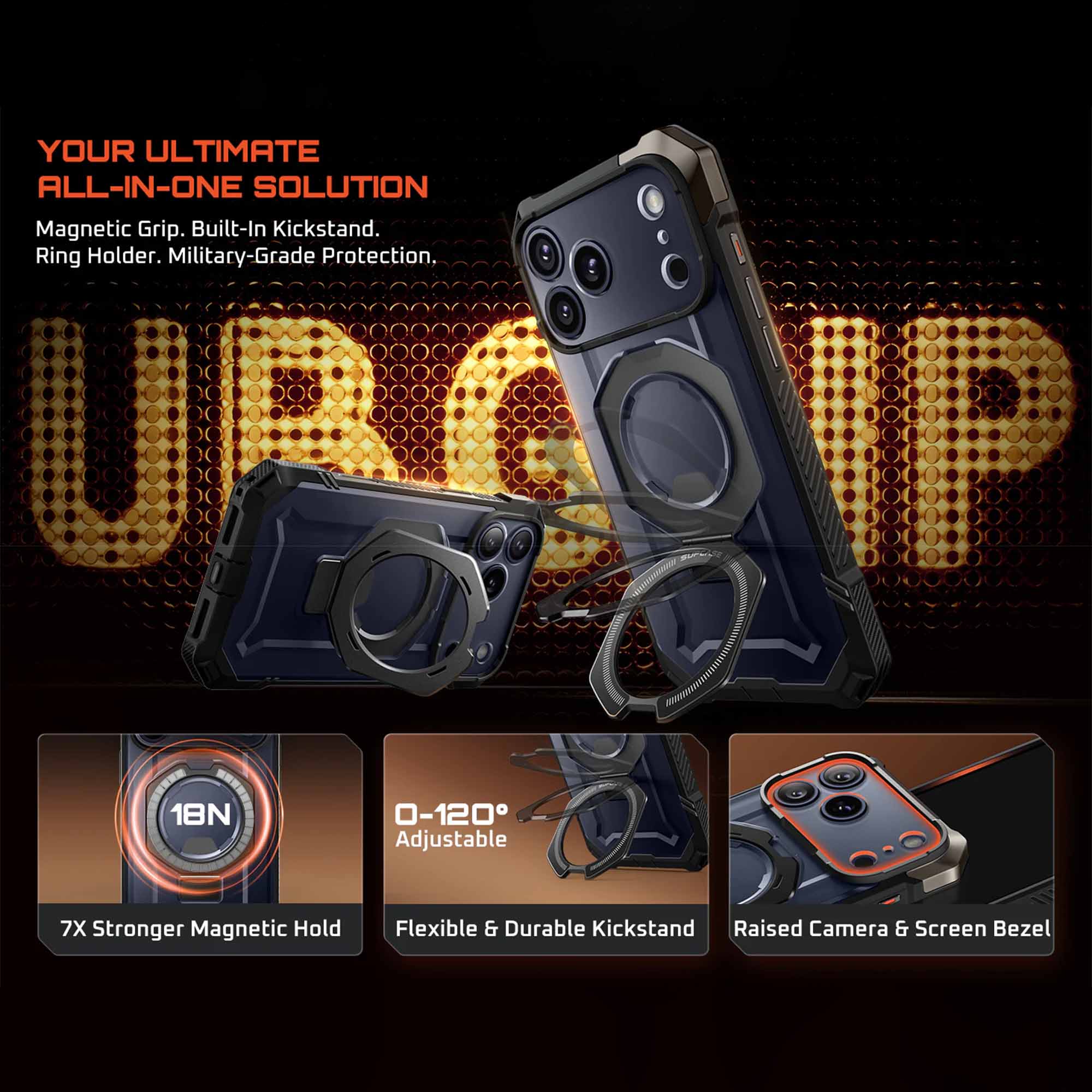 Strong Magnetic Foldable Metal Phone Stand & Card Case