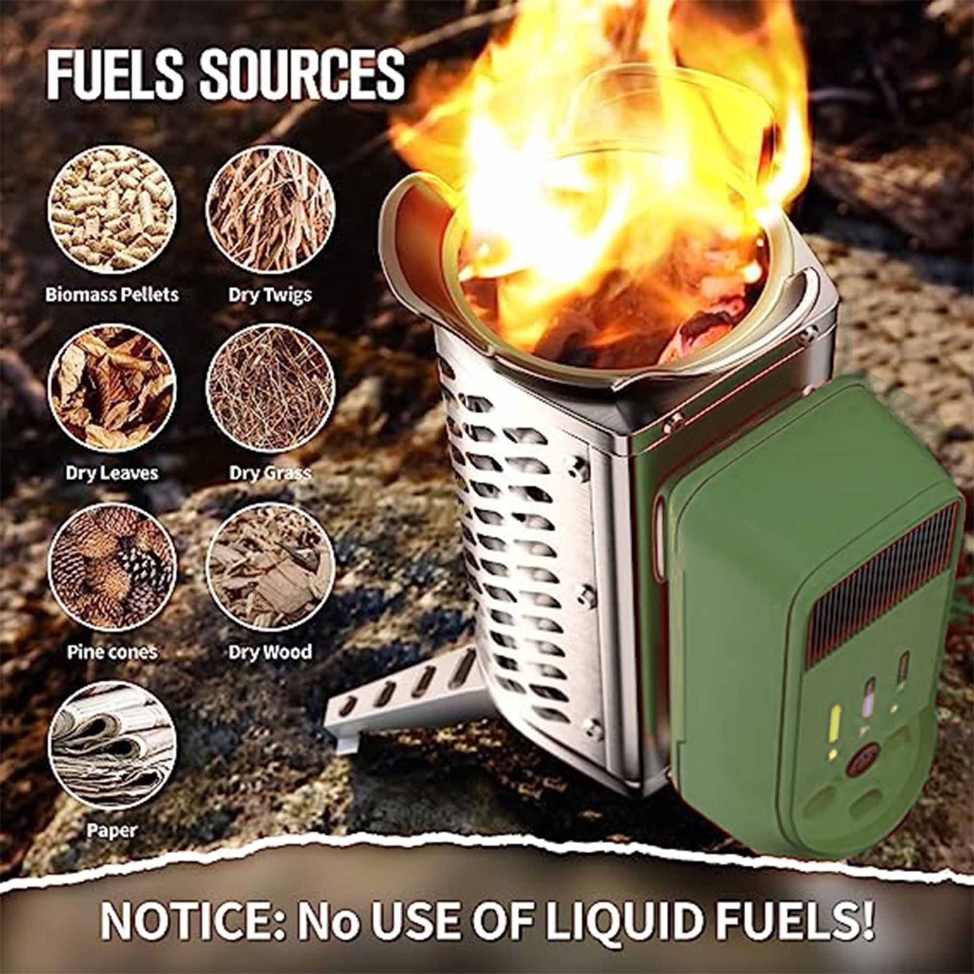 USB Rechargeable Firewood Outdoor Stove Heater