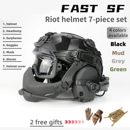 Tactical Riot Helmet Set FAST SF - 7 Piece