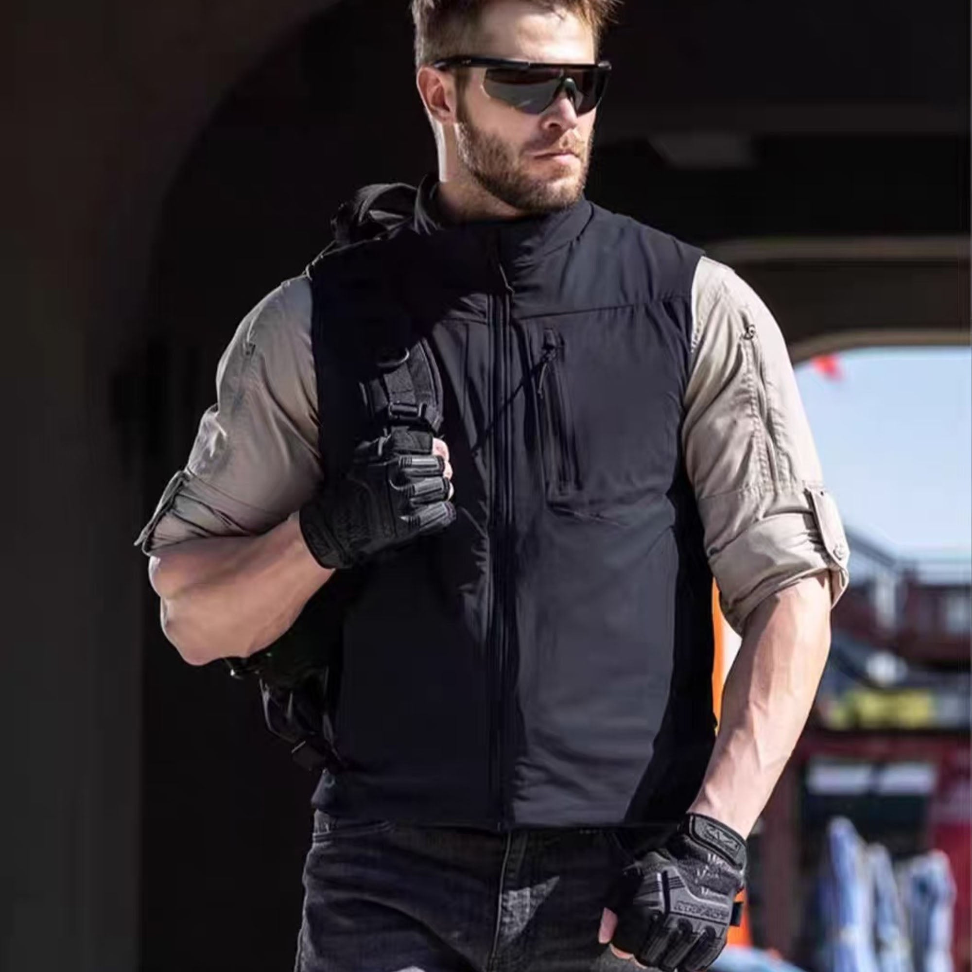 Black Quilted Cotton Stab Proof Vest