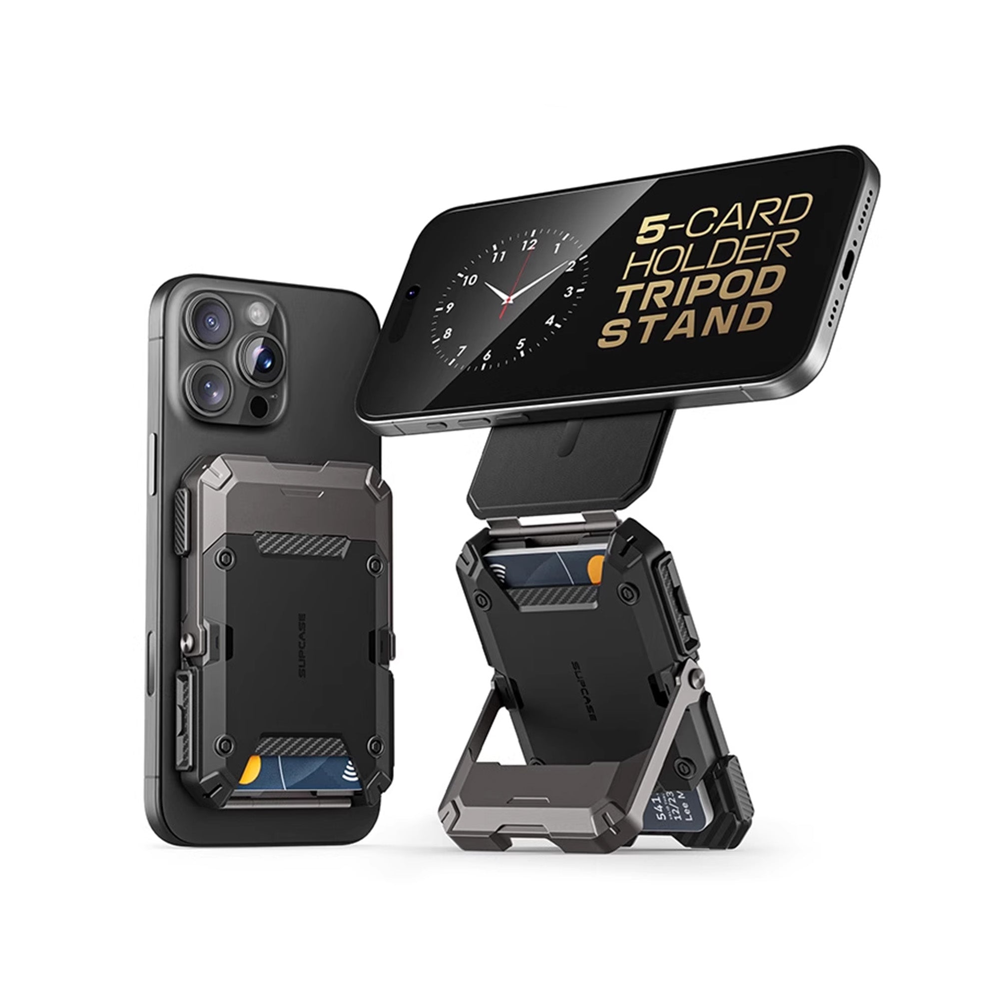 Strong Magnetic Foldable Metal Phone Stand & Card Case